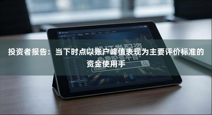 投资者报告：当下时点以账户峰值表现为主要评价标准的资金使用手
